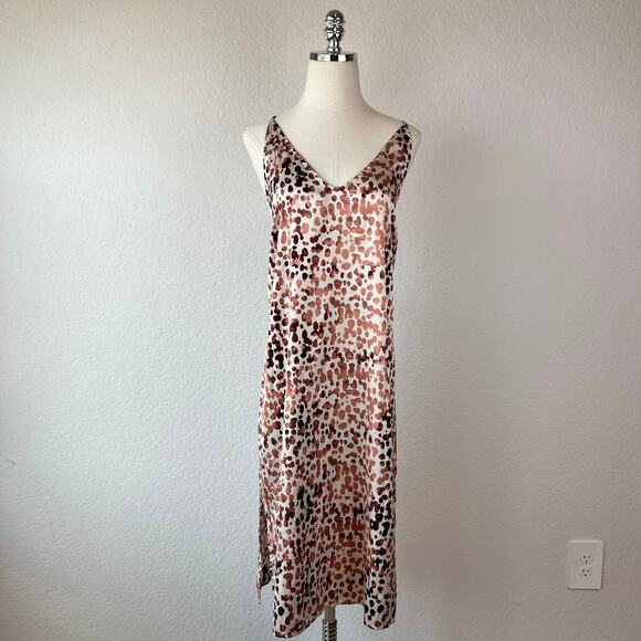 Stars Above Animal Print Satin Midi Slip Dress size Large Sleep Dress - Picture 8 of 10